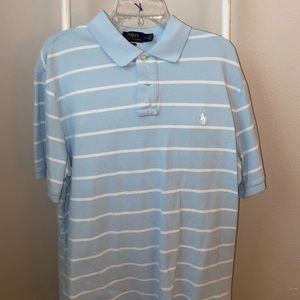Baby blue stripped Ralph Lauren polo
